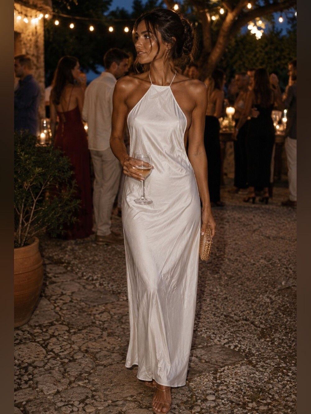 Altar'd State White Backless Halter Dress
